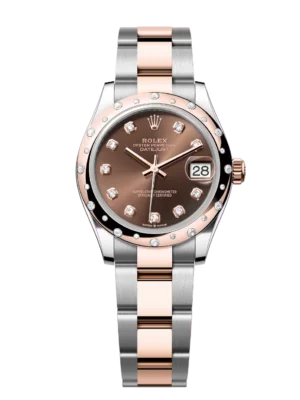 Rolex Datejust 31 Oyster Perpetual Oystersteel and Everose gold chocolate, diamond-set dial Oyster band Reference 278341RBR