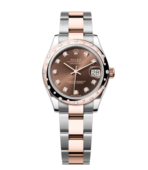 Rolex Datejust 31 Oyster Perpetual Oystersteel and Everose gold chocolate, diamond-set dial Oyster band Reference 278341RBR