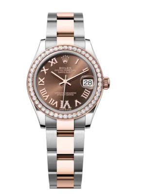 Rolex Datejust 31 Oyster Perpetual Oystersteel and Everose gold chocolate, diamond-set dial Oyster band Reference 278381RBR