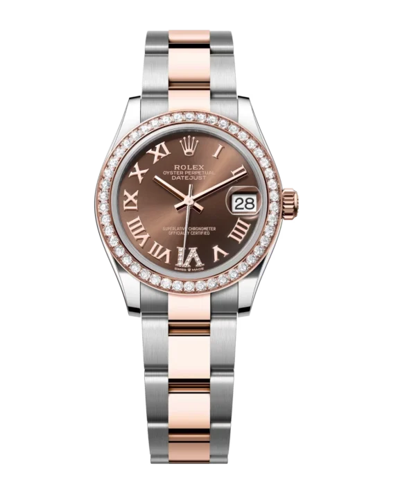 Rolex Datejust 31 Oyster Perpetual Oystersteel and Everose gold chocolate, diamond-set dial Oyster band Reference 278381RBR