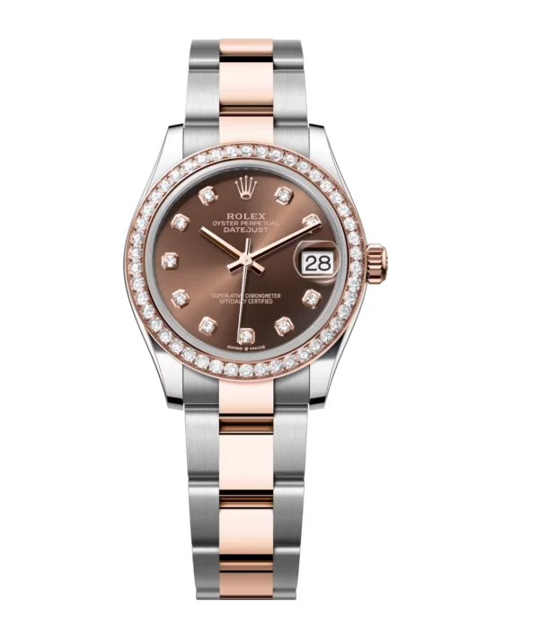 Rolex Datejust 31 Oyster Perpetual Oystersteel and Everose gold chocolate, diamond-set dial Oyster band Reference 278381RBR
