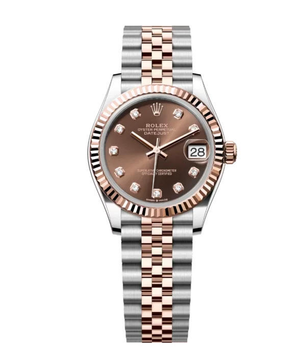 Rolex Datejust 31 Oyster Perpetual Oystersteel and Everose gold chocolate, diamond-set Jubilee band Reference 278271
