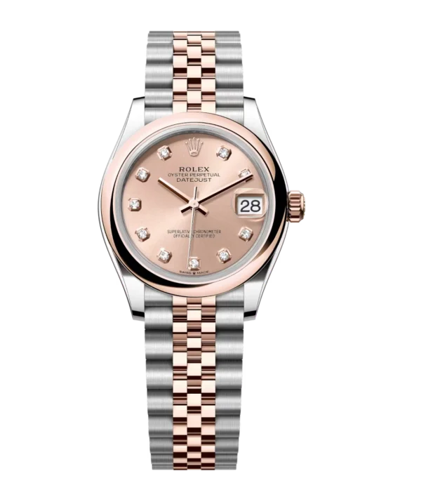 Rolex Datejust 31 Oyster Perpetual Oystersteel and Everose gold rosé colour, diamond-set dial Jubilee band Reference 278241