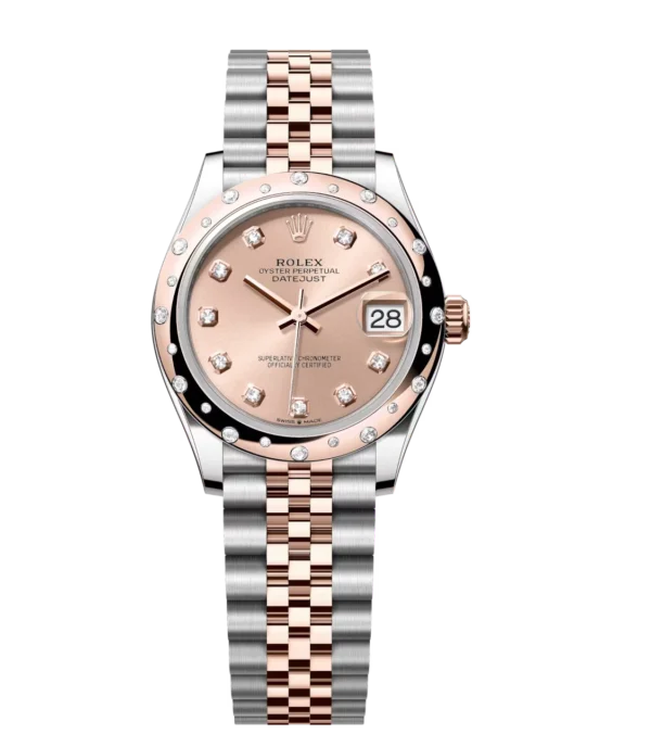 Rolex Datejust 31 Oyster Perpetual Oystersteel and Everose gold rosé colour, diamond-set dial Jubilee band Reference 278341RBR