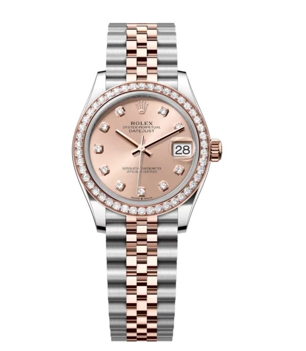 Rolex Datejust 31 Oyster Perpetual Oystersteel and Everose gold rosé colour, diamond-set dial Jubilee band Reference 278381RBR