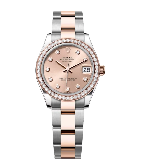 Rolex Datejust 31 Oyster Perpetual Oystersteel and Everose gold rosé colour, diamond-set dial Oyster band Reference 278381RBR
