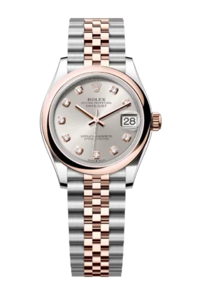 Rolex Datejust 31 Oyster Perpetual Oystersteel and Everose gold silver, diamond-set dial Jubilee band Reference 278241