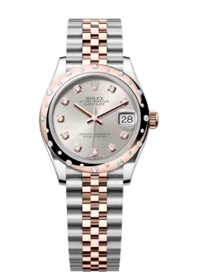 Rolex Datejust 31 Oyster Perpetual Oystersteel and Everose gold silver, diamond-set dial Jubilee band Reference 278341RBR