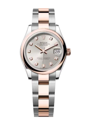 Rolex Datejust 31 Oyster Perpetual Oystersteel and Everose gold silver, diamond-set dial Oyster band Reference 278241