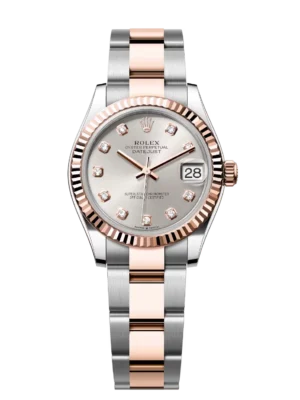 Rolex Datejust 31 Oyster Perpetual Oystersteel and Everose gold silver, diamond-set dial Oyster band Reference 278271