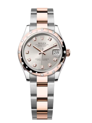 Rolex Datejust 31 Oyster Perpetual Oystersteel and Everose gold silver, diamond-set dial Oyster band Reference 278341RBR