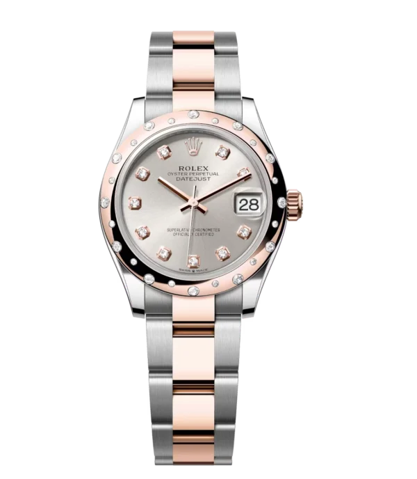 Rolex Datejust 31 Oyster Perpetual Oystersteel and Everose gold silver, diamond-set dial Oyster band Reference 278341RBR