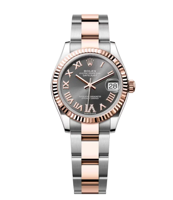 Rolex Datejust 31 Oyster Perpetual Oystersteel and Everose gold slate, diamond-set dial Oyster band Reference 278271