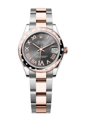 Rolex Datejust 31 Oyster Perpetual Oystersteel and Everose gold slate, diamond-set dial Oyster band Reference 278341RBR