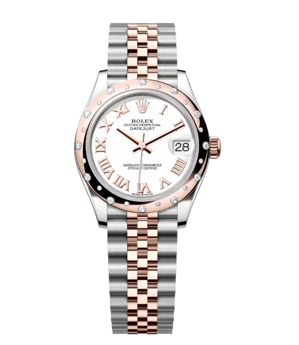 Rolex Datejust 31 Oyster Perpetual Oystersteel and Everose gold white dial Jubilee band Reference 278341RBR