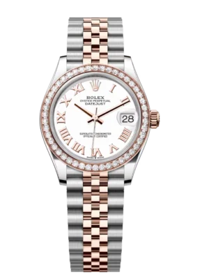 Rolex Datejust 31 Oyster Perpetual Oystersteel and Everose gold white dial Jubilee band Reference 278381RBR