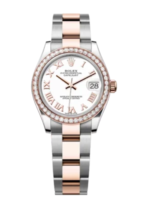 Rolex Lady-Datejust 28 Oyster Perpetual Oystersteel and Everose gold white dial Oyster band Reference 279381RBR