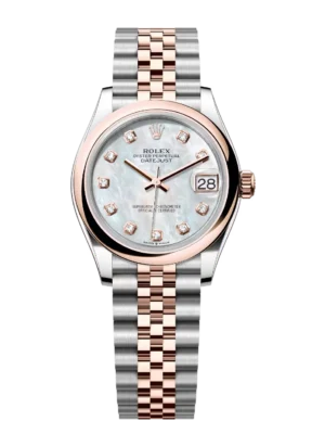 Rolex Datejust 31 Oyster Perpetual Oystersteel and Everose gold white mother-of-pearl, diamond-set dial Jubilee band Reference 278241