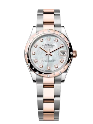 Rolex Datejust 31 Oyster Perpetual Oystersteel and Everose gold white mother-of-pearl, diamond-set dial Oyster band Reference 278341RBR