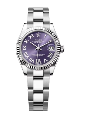 Rolex Datejust 31 Oyster Perpetual Oystersteel and white gold aubergine, diamond-set dial Oyster band Reference 278274