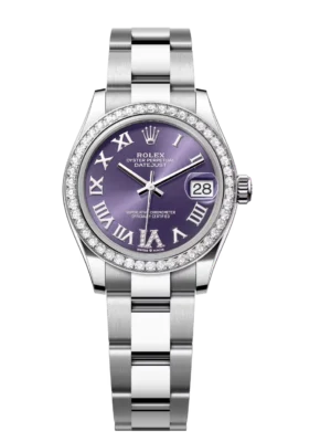 Rolex Datejust 31 Oyster Perpetual Oystersteel and white gold aubergine, diamond-set dial Oyster band Reference 278384RBR
