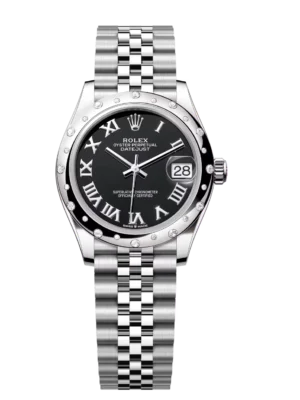 Rolex Datejust 31 Oyster Perpetual Oystersteel and white gold bright black dial Jubilee band Reference 278344RBR