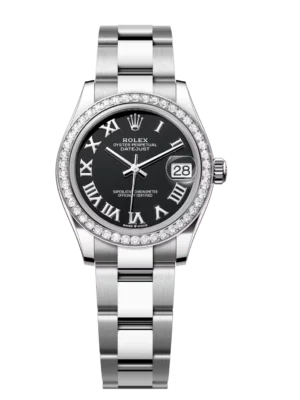 Rolex Datejust 31 Oyster Perpetual Oystersteel and white gold bright black dial Oyster band Reference 278384RBR