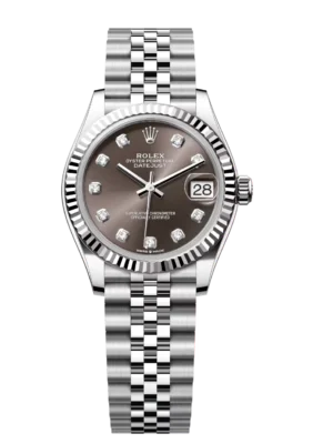 Rolex Datejust 31 Oyster Perpetual Oystersteel and white gold dark grey, diamond-set dial Jubilee band Reference 278274