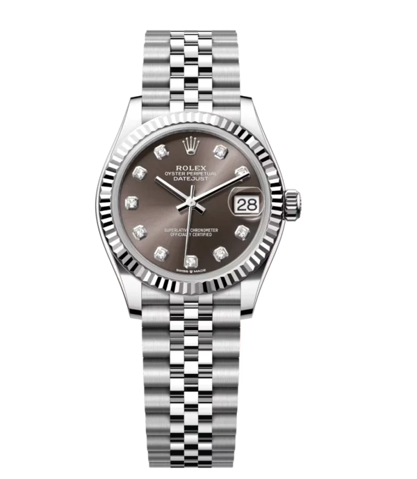 Rolex Datejust 31 Oyster Perpetual Oystersteel and white gold dark grey, diamond-set dial Jubilee band Reference 278274