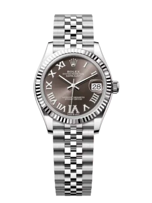 Rolex Datejust 31 Oyster Perpetual Oystersteel and white gold dark grey, diamond-set dial Jubilee band Reference 278274