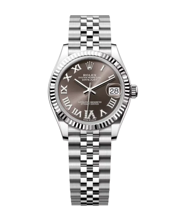 Rolex Datejust 31 Oyster Perpetual Oystersteel and white gold dark grey, diamond-set dial Jubilee band Reference 278274