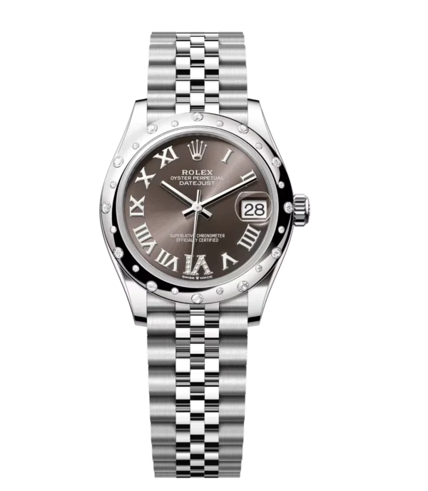 Rolex Datejust 31 Oyster Perpetual Oystersteel and white gold dark grey, diamond-set dial Jubilee band Reference 278344RBR