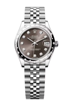 Rolex Datejust 31 Oyster Perpetual Oystersteel and white gold dark grey, diamond-set dial Jubilee band Reference 278344RBR
