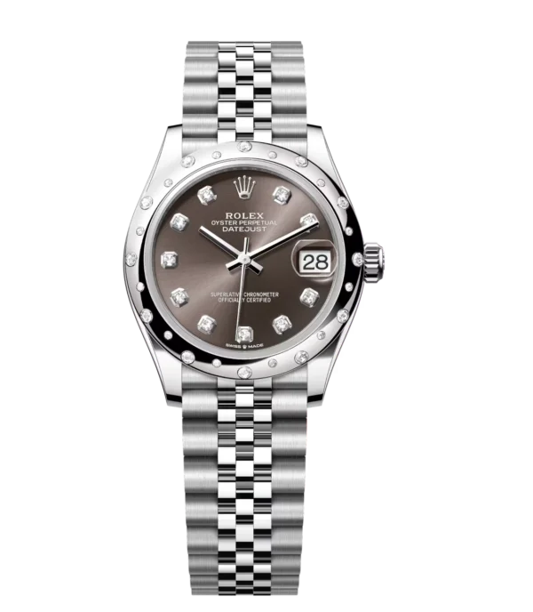 Rolex Datejust 31 Oyster Perpetual Oystersteel and white gold dark grey, diamond-set dial Jubilee band Reference 278344RBR
