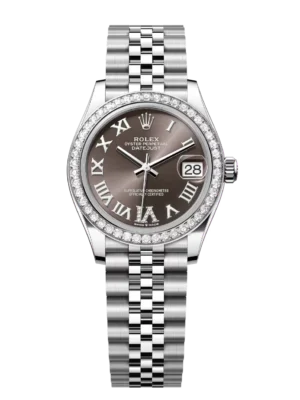 Rolex Datejust 31 Oyster Perpetual Oystersteel and white gold dark grey, diamond-set dial Jubilee band Reference 278384RBR