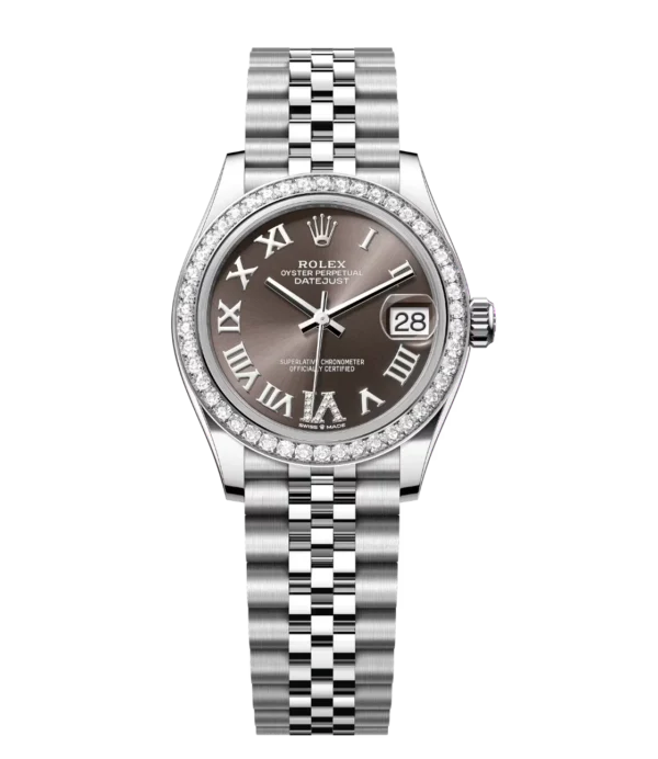 Rolex Datejust 31 Oyster Perpetual Oystersteel and white gold dark grey, diamond-set dial Jubilee band Reference 278384RBR