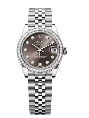 Rolex Datejust 31 Oyster Perpetual Oystersteel and white gold dark grey, diamond-set dial Jubilee band Reference 278384RBR