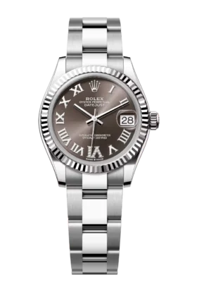 Rolex Datejust 31 Oyster Perpetual Oystersteel and white gold dark grey, diamond-set dial Oyster band Reference 278274