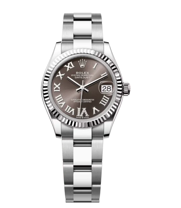 Rolex Datejust 31 Oyster Perpetual Oystersteel and white gold dark grey, diamond-set dial Oyster band Reference 278274
