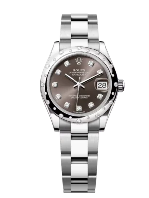 Rolex Datejust 31 Oyster Perpetual Oystersteel and white gold dark grey, diamond-set dial Oyster band Reference 278344RBR