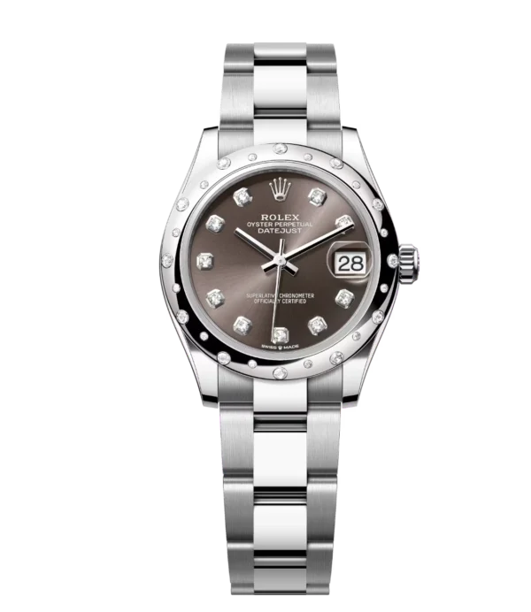 Rolex Datejust 31 Oyster Perpetual Oystersteel and white gold dark grey, diamond-set dial Oyster band Reference 278344RBR