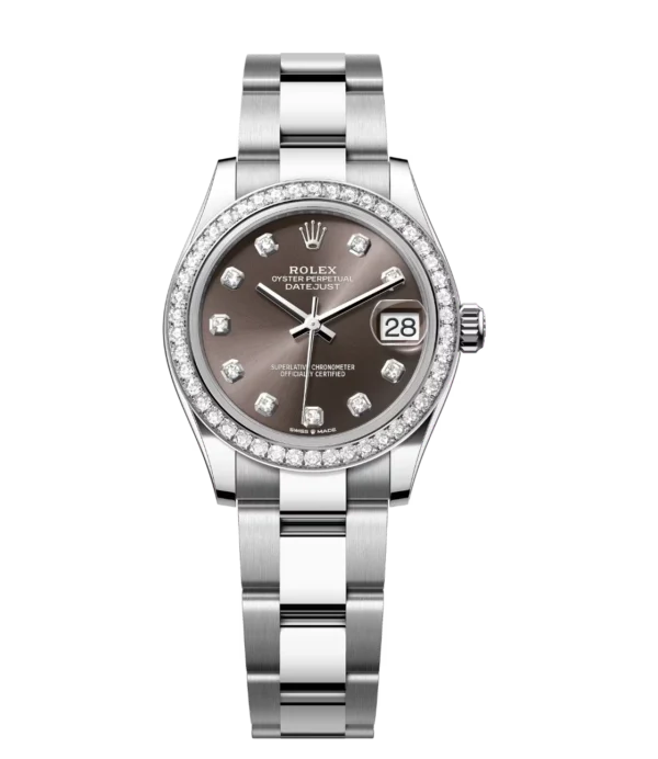 Rolex Datejust 31 Oyster Perpetual Oystersteel and white gold dark grey, diamond-set dial Oyster band Reference 278384RBR
