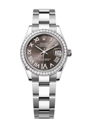 Rolex Datejust 31 Oyster Perpetual Oystersteel and white gold dark grey, diamond-set dial Oyster band Reference 278384RBR