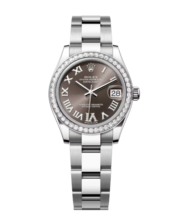 Rolex Datejust 31 Oyster Perpetual Oystersteel and white gold dark grey, diamond-set dial Oyster band Reference 278384RBR