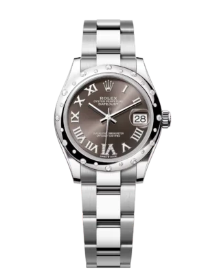 Rolex Datejust 31 Oyster Perpetual Oystersteel and white gold dark grey, diamond-set Oyster band Reference 278344RBR