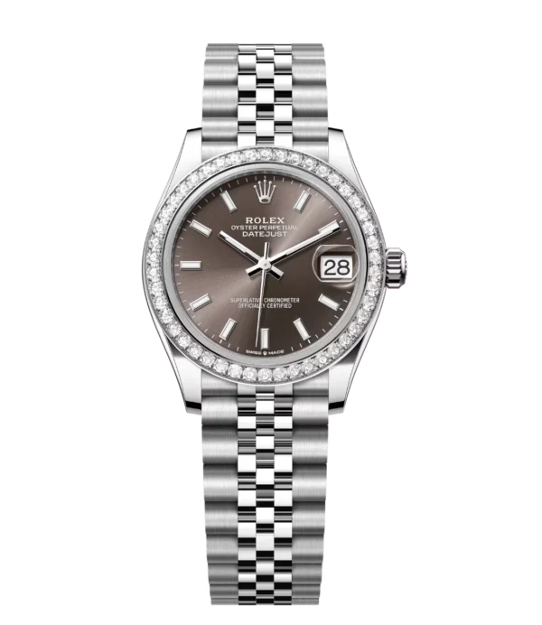 Rolex Datejust 31 Oyster Perpetual Oystersteel and white gold dark grey Jubilee band Reference 278384RBR