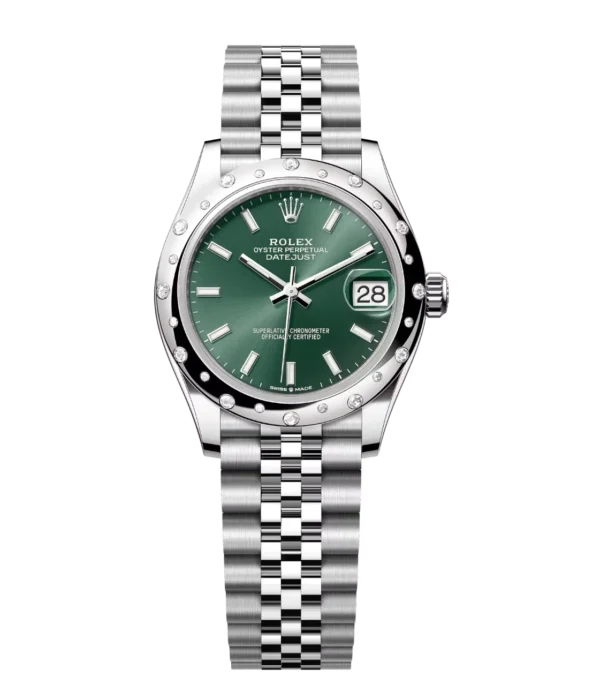 Rolex Datejust 31 Oyster Perpetual Oystersteel and white gold mint green dial Jubilee band Reference 278344RBR
