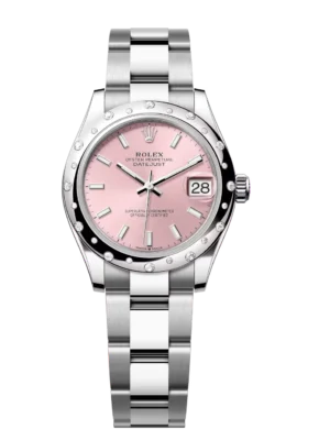 Rolex Datejust 31 Oyster Perpetual Oystersteel and white gold pink dial Oyster band Reference 278344RBR
