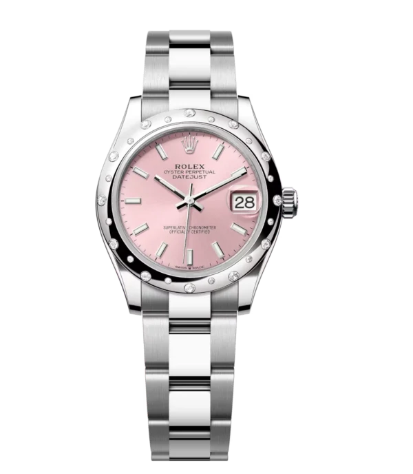 Rolex Datejust 31 Oyster Perpetual Oystersteel and white gold pink dial Oyster band Reference 278344RBR
