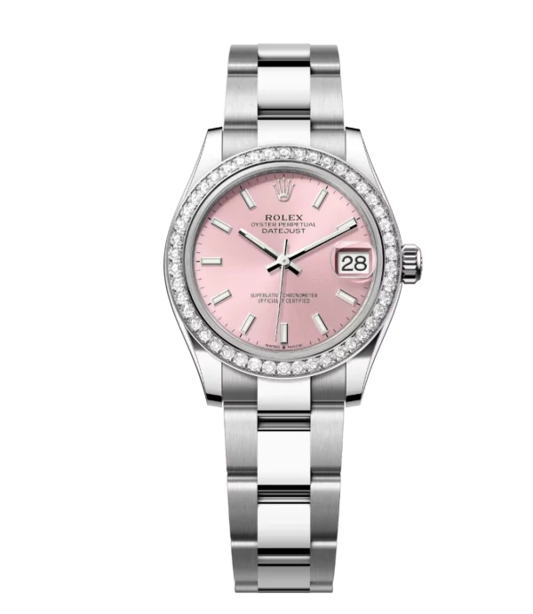 Rolex Datejust 31 Oyster Perpetual Oystersteel and white gold pink dial Oyster band Reference 278384RBR